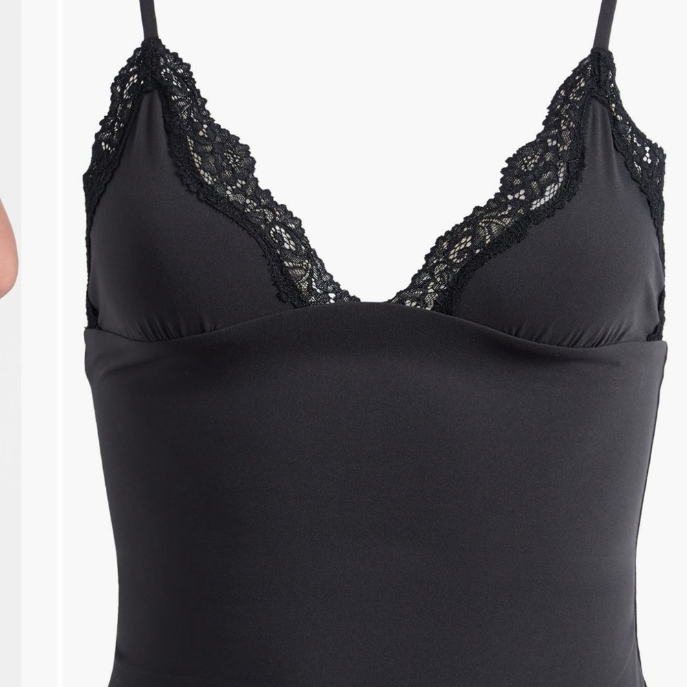SKIMS Black Lace Detail Chemise
